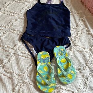 Size 6 Tankini and bonus flip flops